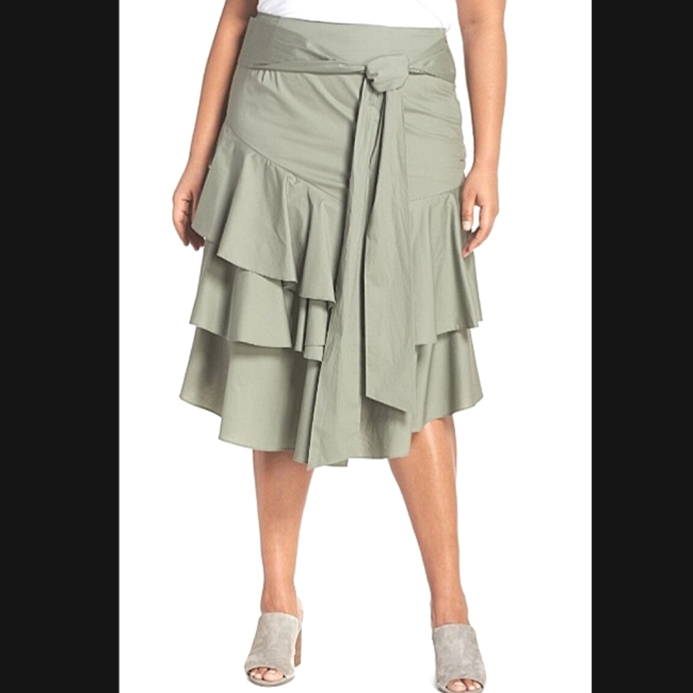 Vince Camuto Tiered Ruffle Belted Skirt size 18W